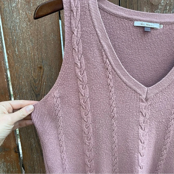 VILA MILANO Women’s Dusty Pink V Neck Sweater Vest Knit Size Large - Picture 4 of 8